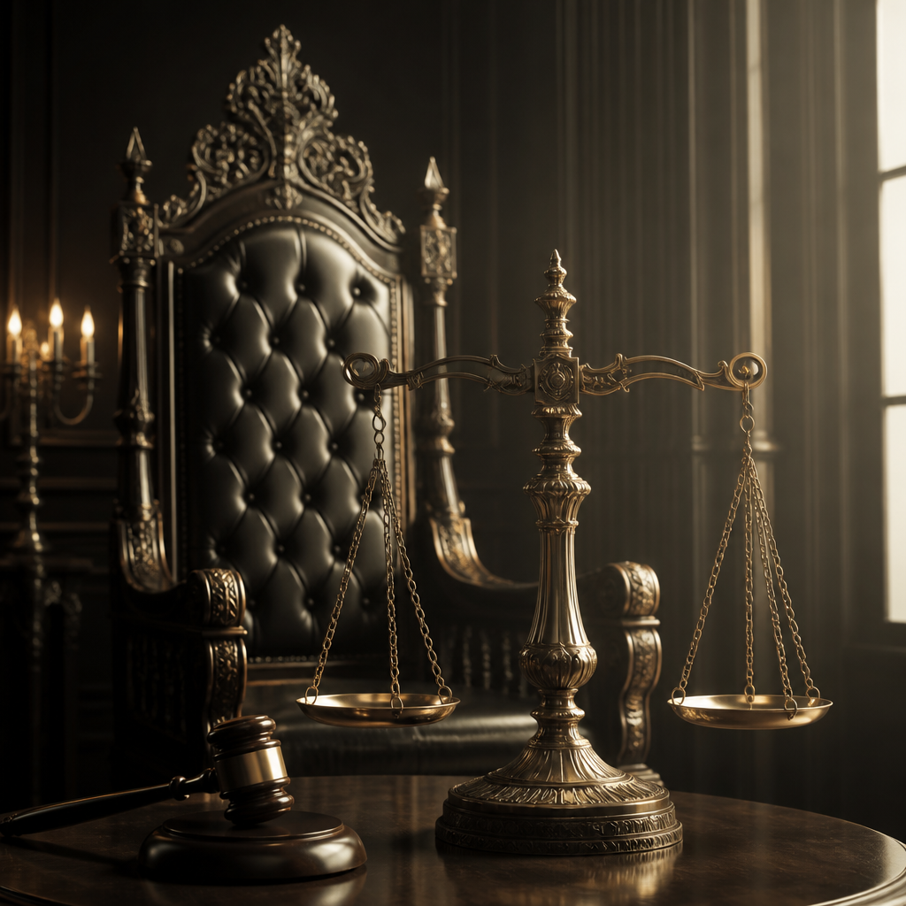 The Throne Recalls the Scales of Justice