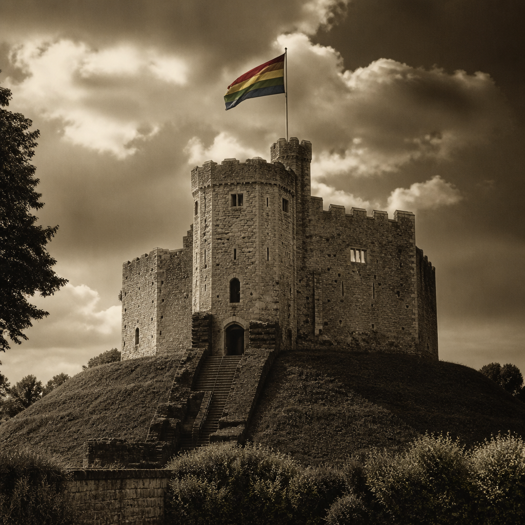 The Rainbow Banner Over the Norman Keep
